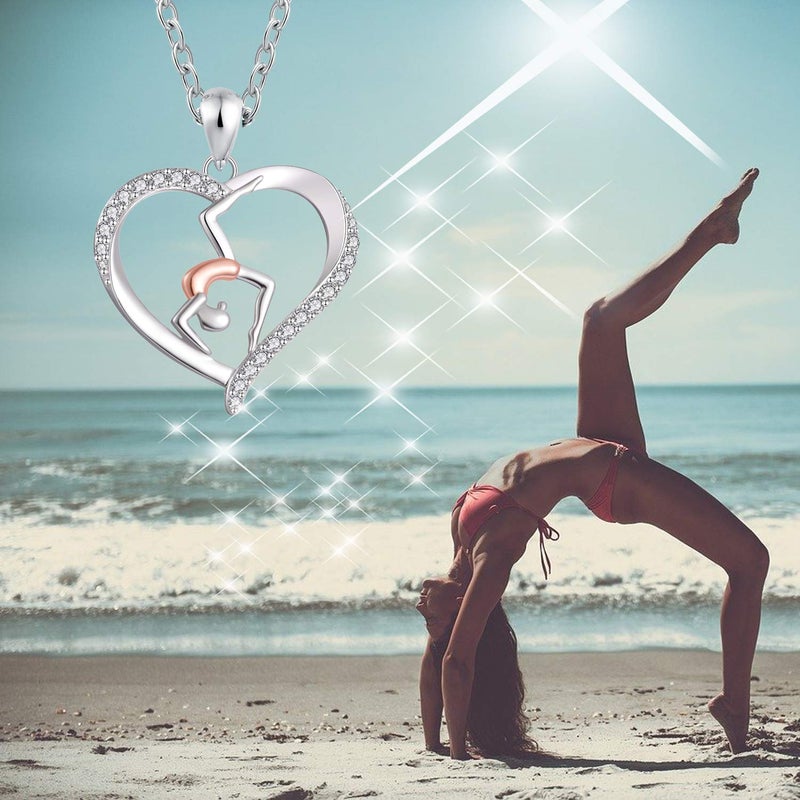 ACJNA 925 Sterling Silver Gymnast Gymnastic Dance Necklace Yoga Sports Heart Pendant Jewelry Birthday Gift Dancer Women Her - Image 3